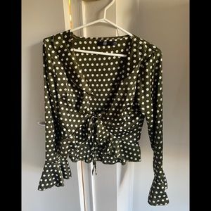 Missguided Polka Dot Tie up Front Crop